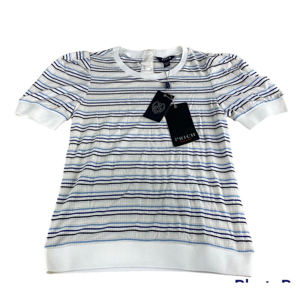 Prich Pride & Rich Blouse Sz S Retro 90's Inspired Striped Short Sleeve Top New